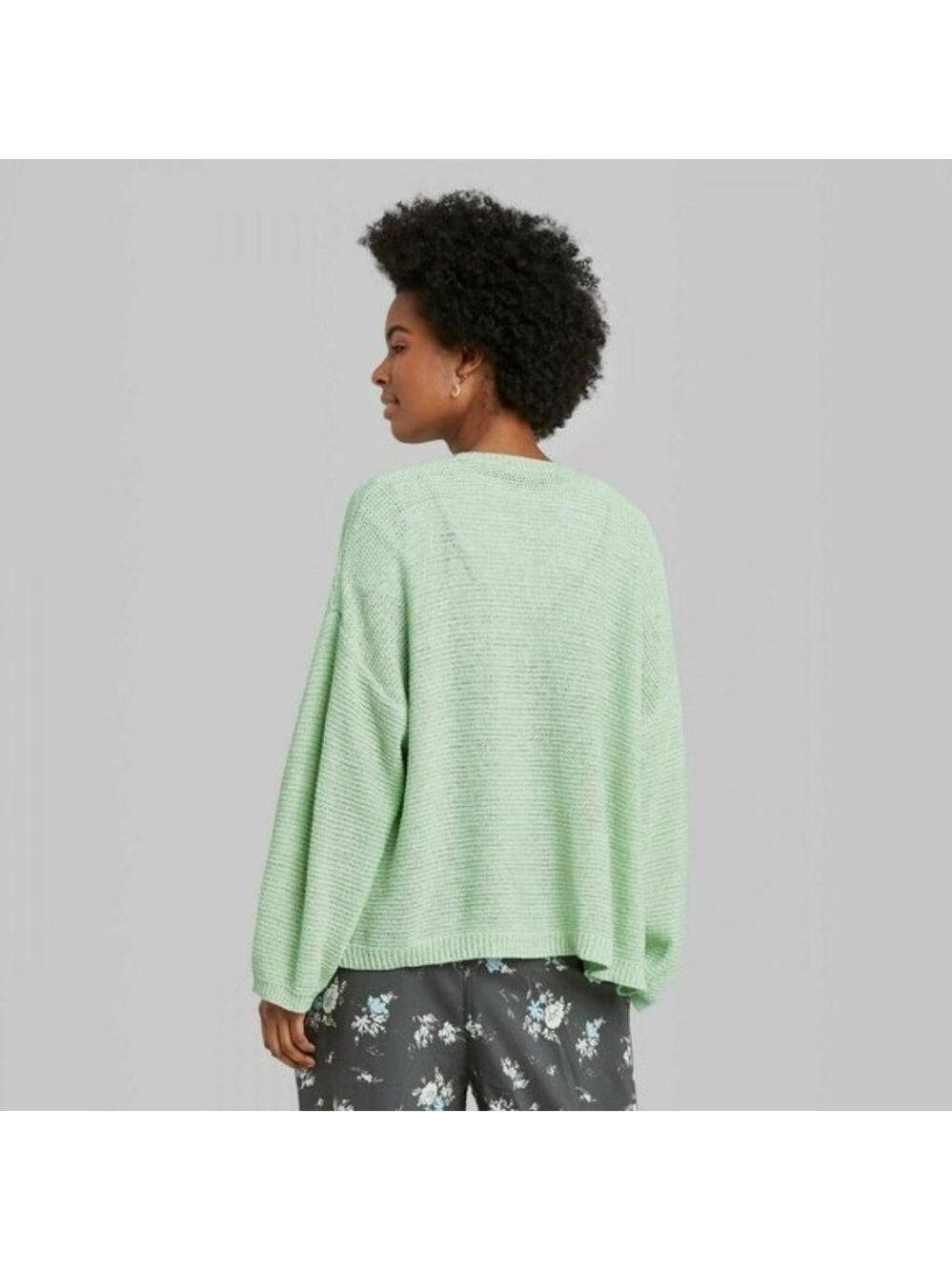 Long Sleeve Open Neck Lightweight Cardigan Sweater Minty Green - Picture 2 of 2